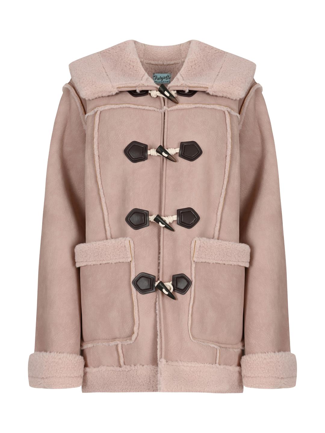 Duffle Shearling Hooded Coat In Pink