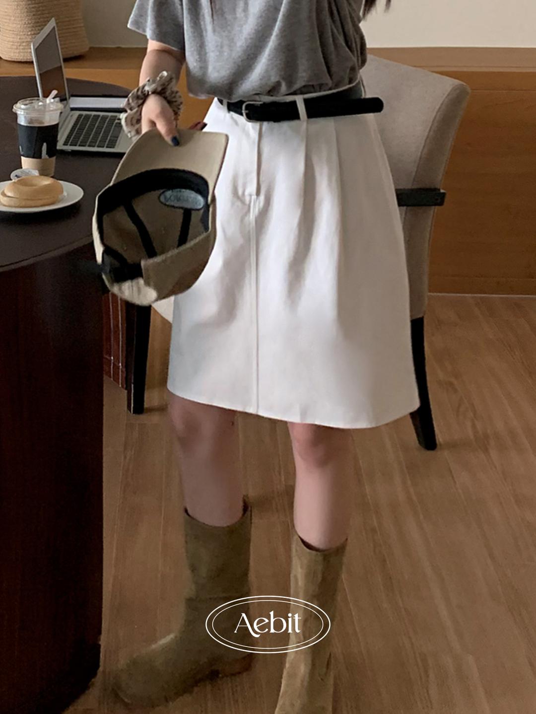 자체제작 macaron pintuck skirt (white)
