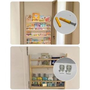 조립식 책꽃이 다용도 문뒤선반랙 문고리선반 다용도선반 문틈선반 원룸선반 행거 문선반, B 원목 4단 (60 x 120)