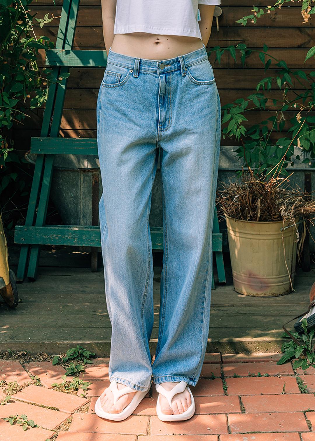 [HOT SUMMER EVENT / WOMEN] SEMI LOWWAIST WIDE JEANS LIGHT BLUE