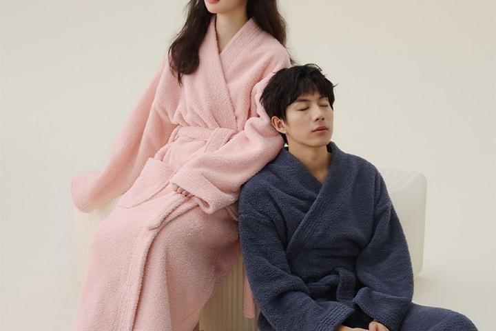 프리미엄 극세사 블랑 샤워가운 목욕가운 홈웨어 로브 욕실 고급 후리스 커플