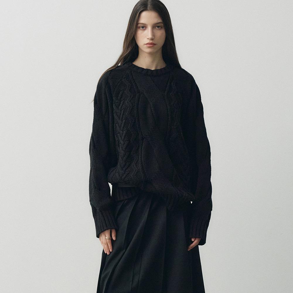 헤비 멀티 케이블 스웨터 (블랙)