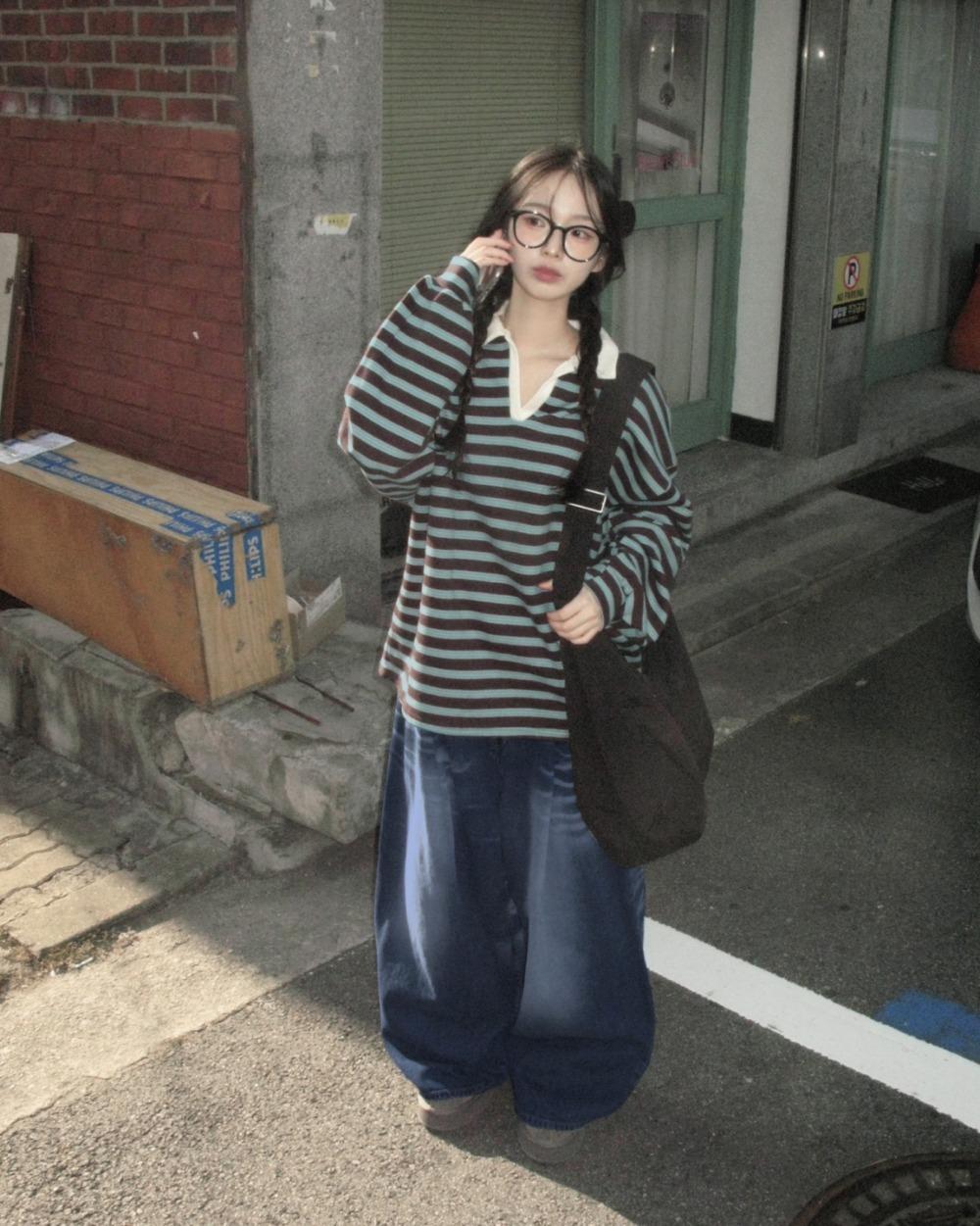 forest stripe over-fit t