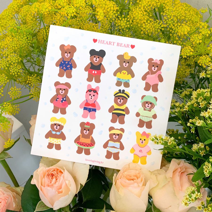 수영복 하트베어 (2ea)