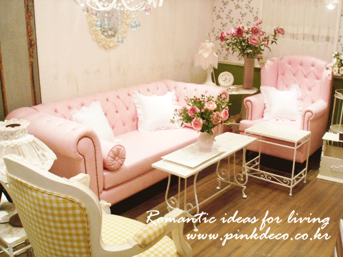 러블리 소파 - 인조가죽 소프트 핑크