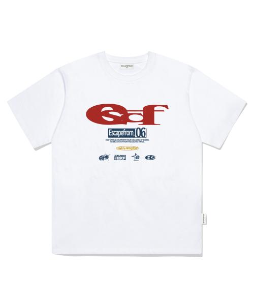 ESCF 로고 콜라주 프린트 오버핏 반팔티 화이트