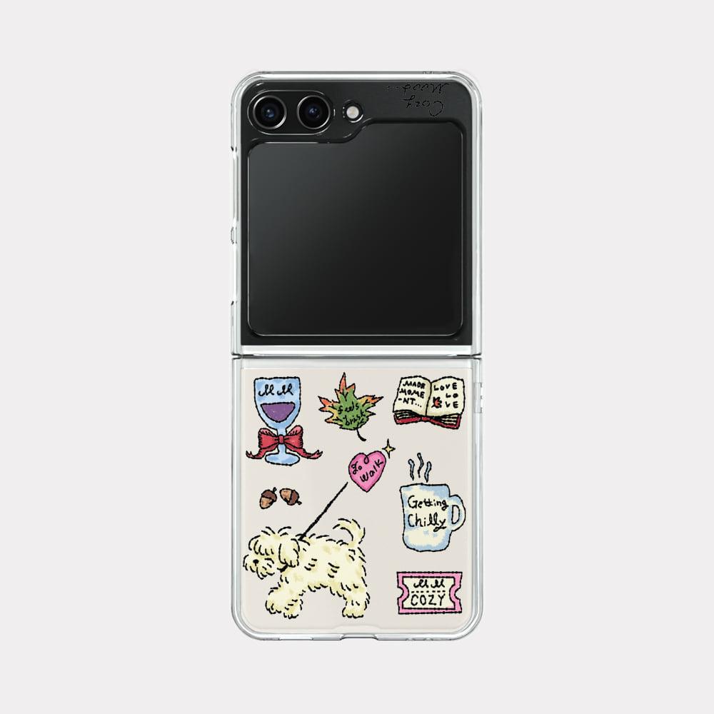 cozy drawing pattern 디자인 [제트플립 클리어하드 폰케이스]