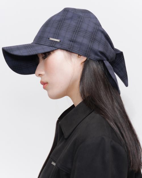 Tie-up scarf bandana cap CHECK