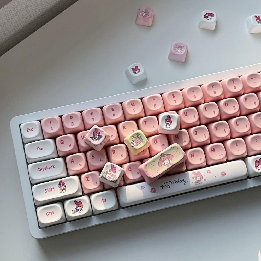 MOA 캐릭터 한글 영어 각인 키캡 PBT 염료승화 MAC키(12가지), 핑크 마이멜로디