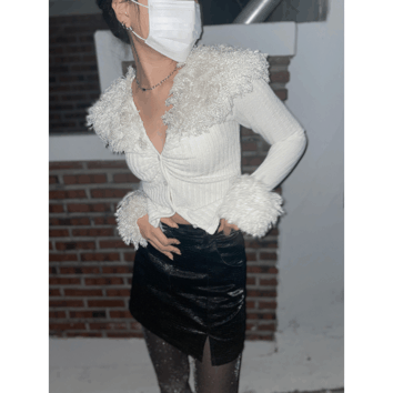 카라 퍼 가디건 (2color)