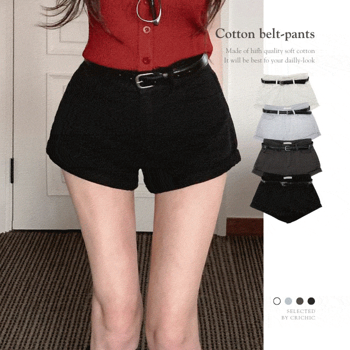 [벨트set/여름기본템👖] 완전기본핏 롤업포인트 숏팬츠 3부 코튼반바지