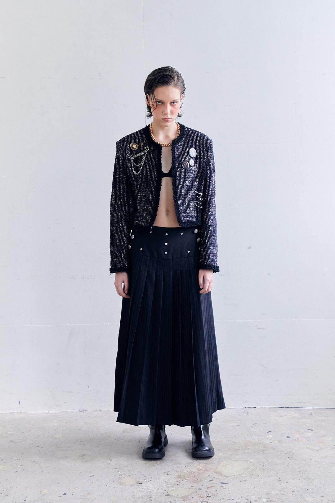 METAL PLEATED LONG SKIRT