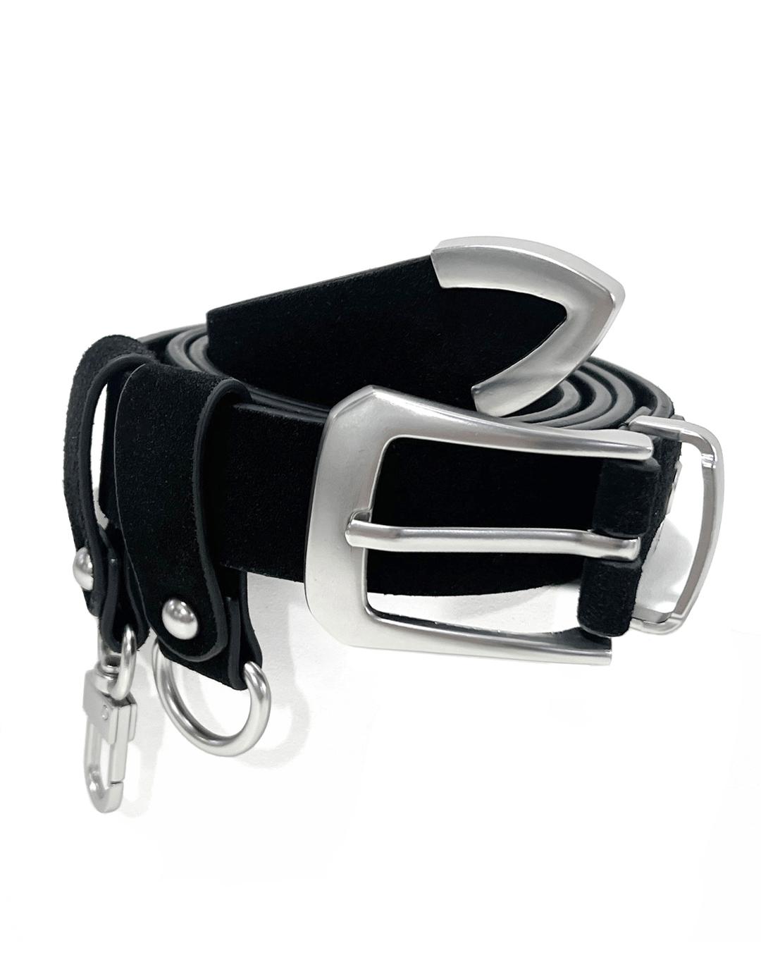 double loop suede western belt black