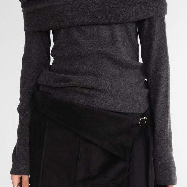 Suede Wrap Skirt Belt (Black)
