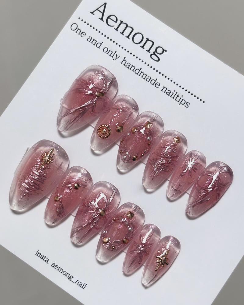 크리스마스 유리공예 수제네일팁