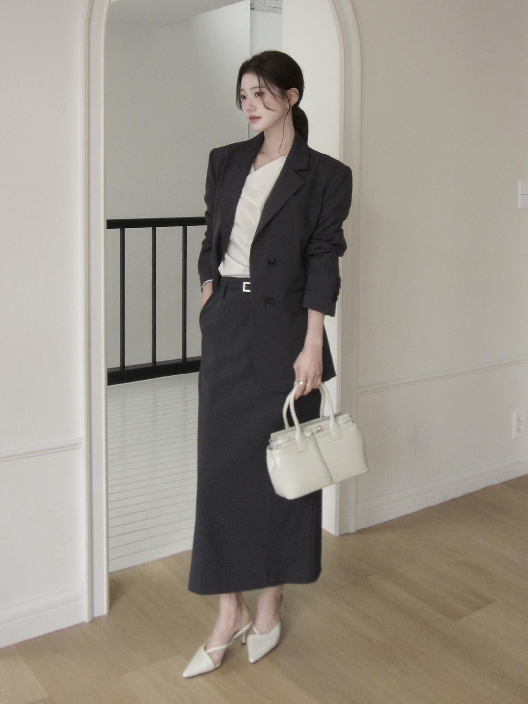 더아이잗 모던 슬림 롱 벨트 스커트 (DARK GREY) ISSP0SK502