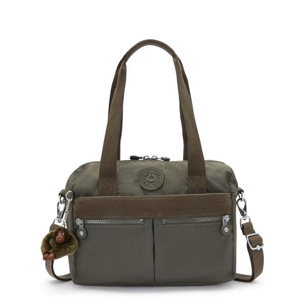 Kipling 여성용 클라라 핸드백, 액세서리 정리, 탈착식 어깨끈, 이중 운반 손잡이, 크링클 나일론 백