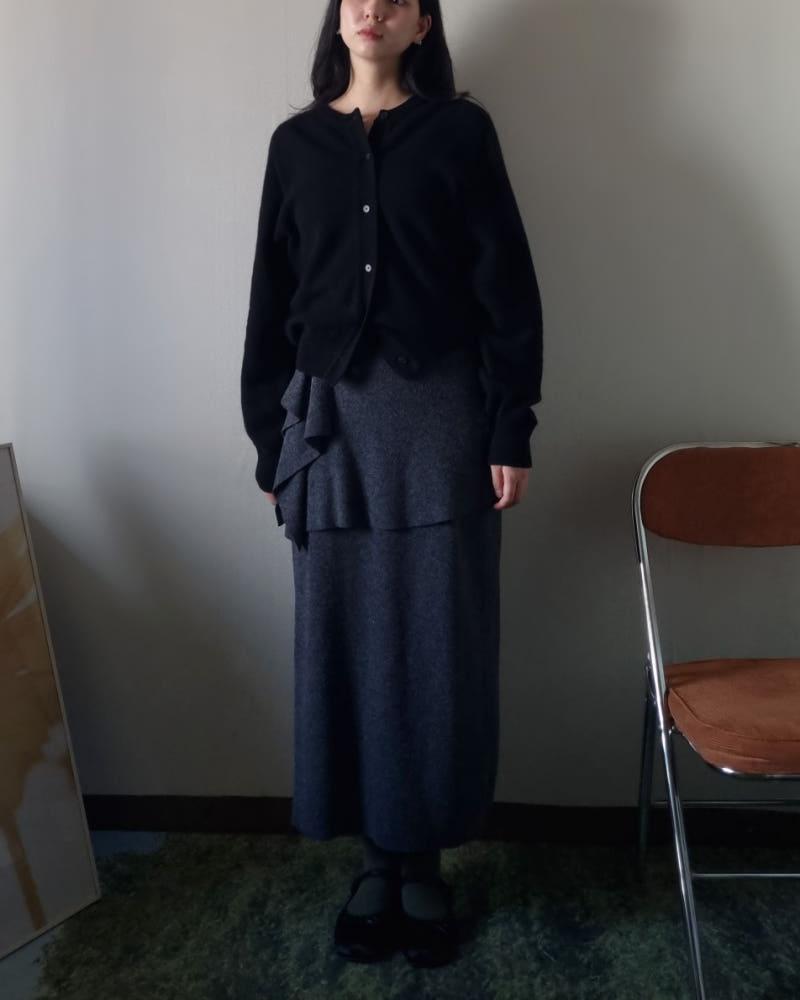 프릴 레이어드 니트 롱스커트