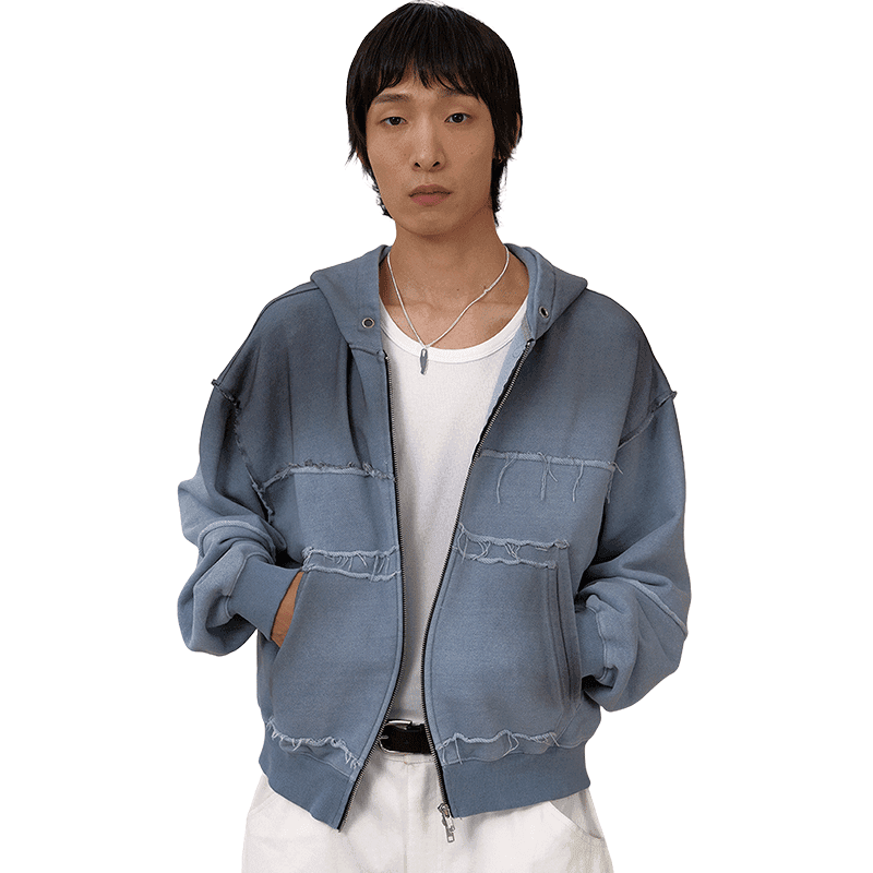 [DBETTER] SPRAYED PIGMENT HOOD ZIP-UP (SPRAY DEEP BLUE) - DBETTER | 리켓