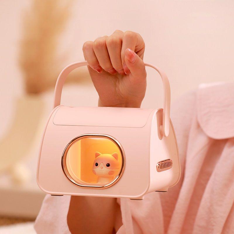 햅시 고양이/사슴 LED 무드등 저소음 듀얼 가습 핸드백 가습기