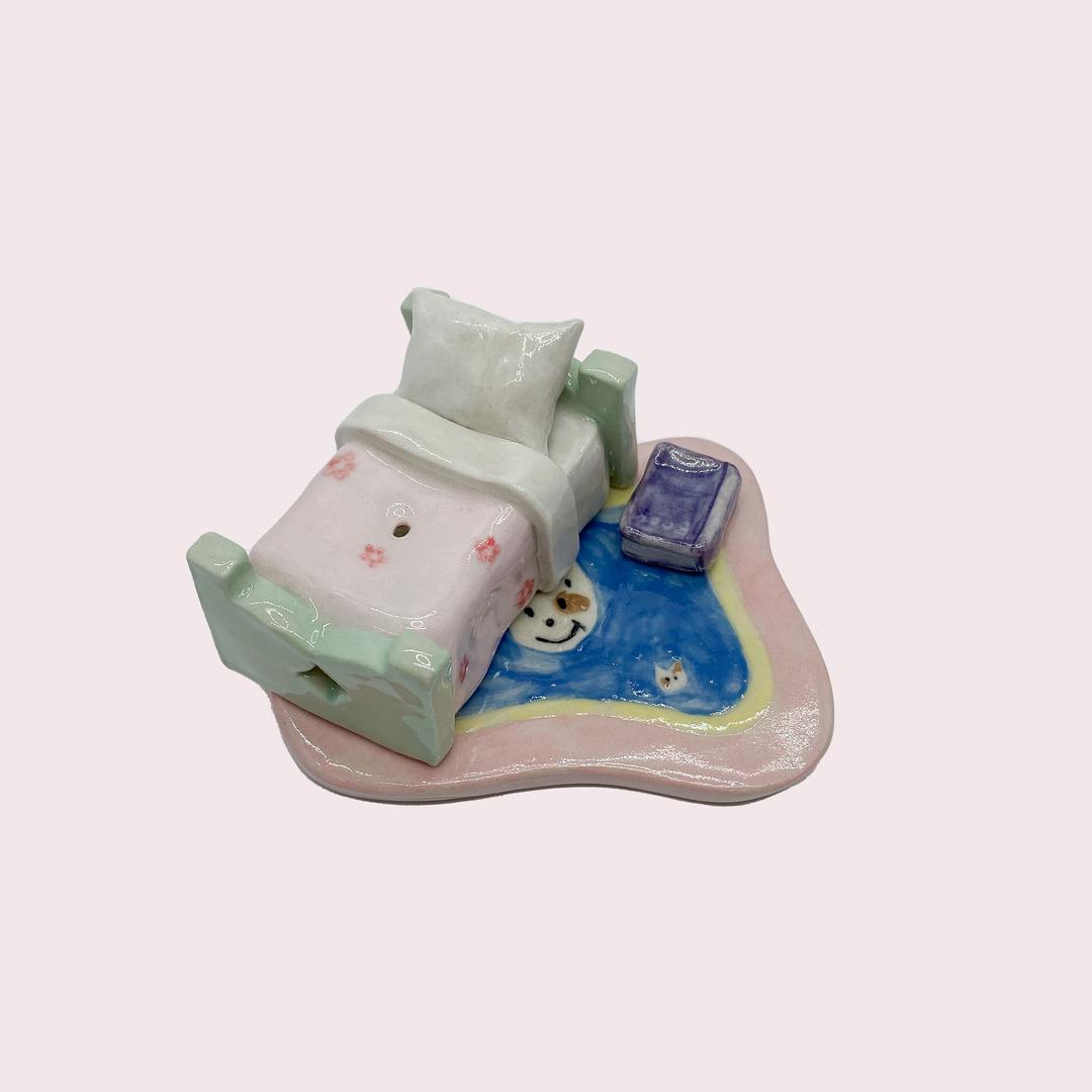 얼룩 고양이 침대 세트