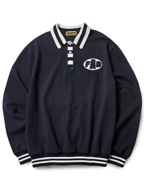 Stripe Patch Rugby Shirts (NAVY)