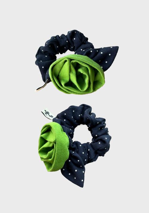 DOT ROSE SCRUNCHIE / NAVY
