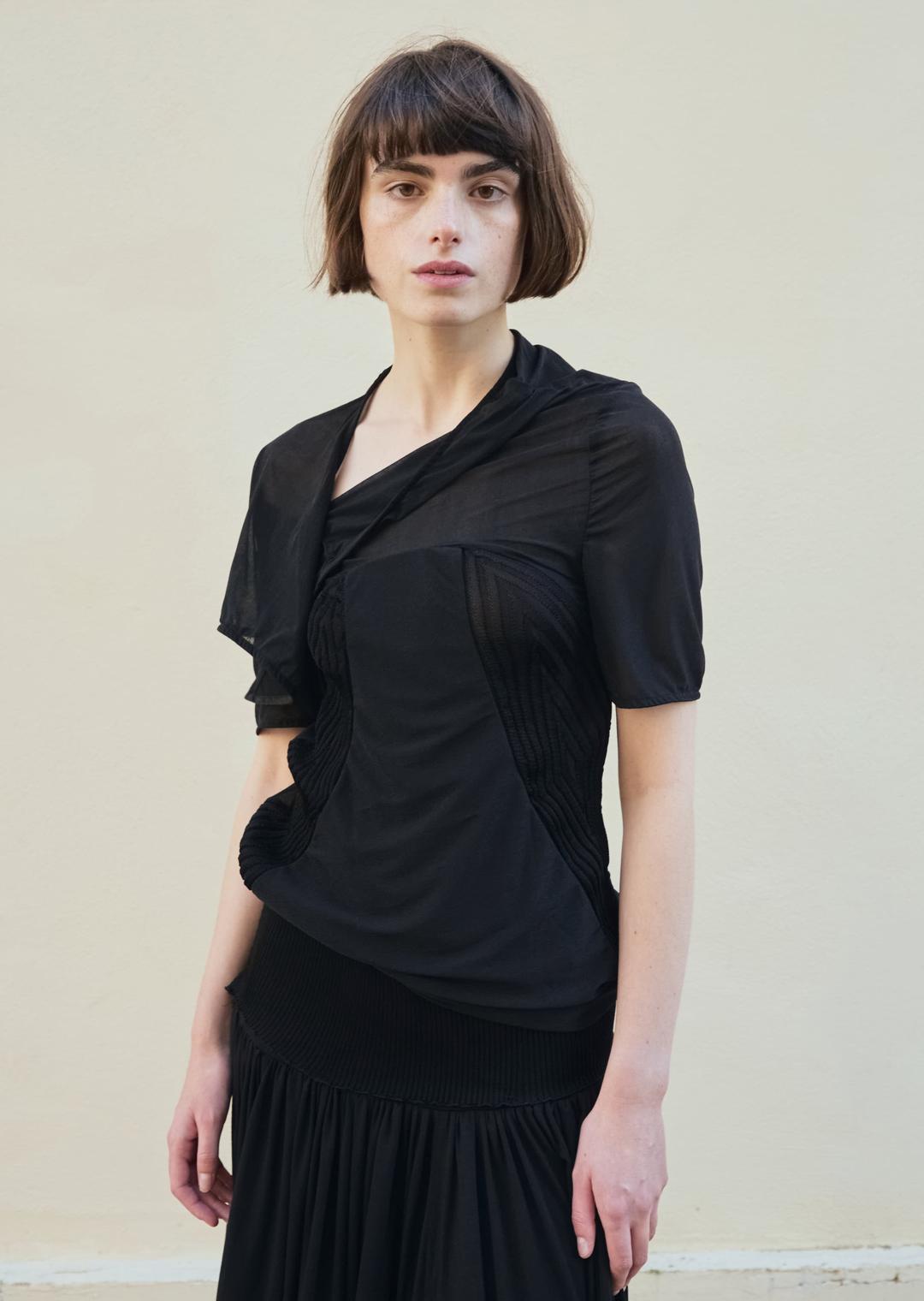 Diamond knit sheer scarf top