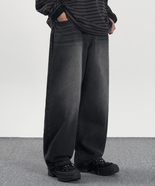 엑스컨테이너(EXCONTAINER)  딥 워싱 와이드 데님 팬츠 (WASHED BLACK) - 사이즈 & 후기 | 무신사