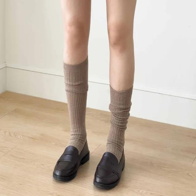 [3종/5컬러] 무지 골지 면 종아리 교복 양말 니삭스