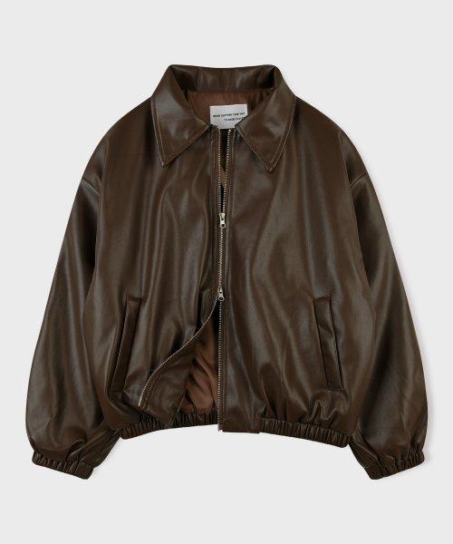 韓国商品/ROCKCAKE Overfit Leather Blouson Jacket MUSINSA | ROCKCAKE Overfit Leather Blouson Jacket - Black