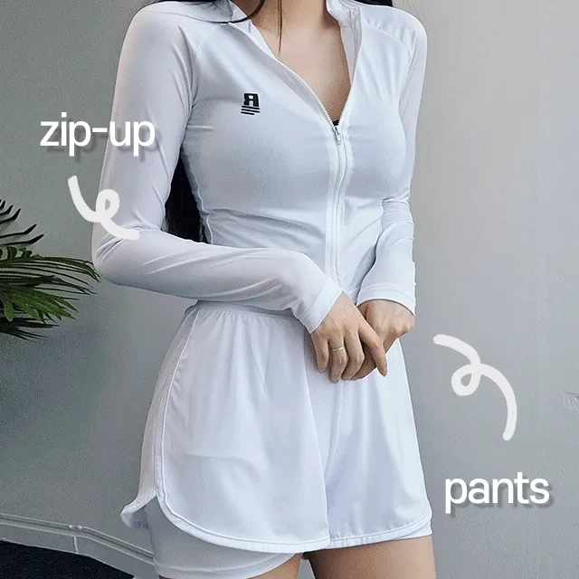 [세트착용!] 워터 래쉬가드 집업 팬츠 세트