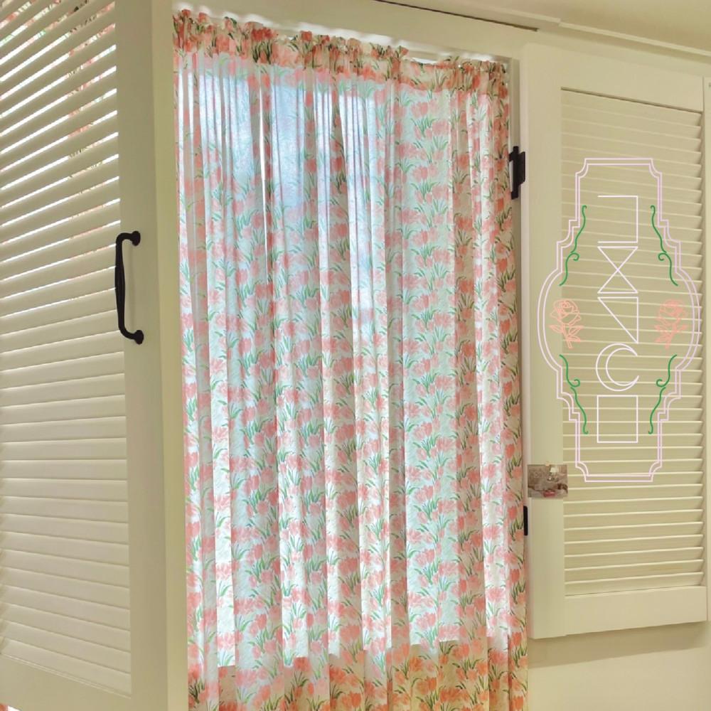 coral tulip curtain 빈티지커튼 꽃무늬 플라워 커튼 레트로