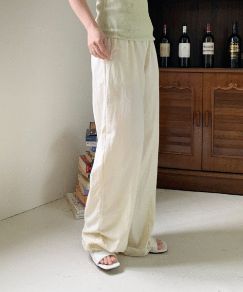 나일론 스트링 밴딩팬츠 (5colors) 데일리 미니멀 스트릿 코디 캐주얼룩 바스락 봄 여름 간절기 루즈핏 조거 꾸안꾸 바람막이 10대 20대 여자 대학생 출근 와이드 바지