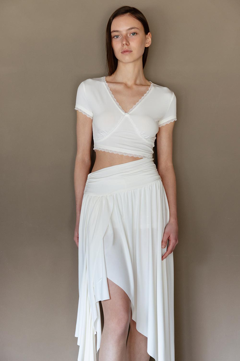 LILY LACE DRAPING DRESS_TT5S604IV