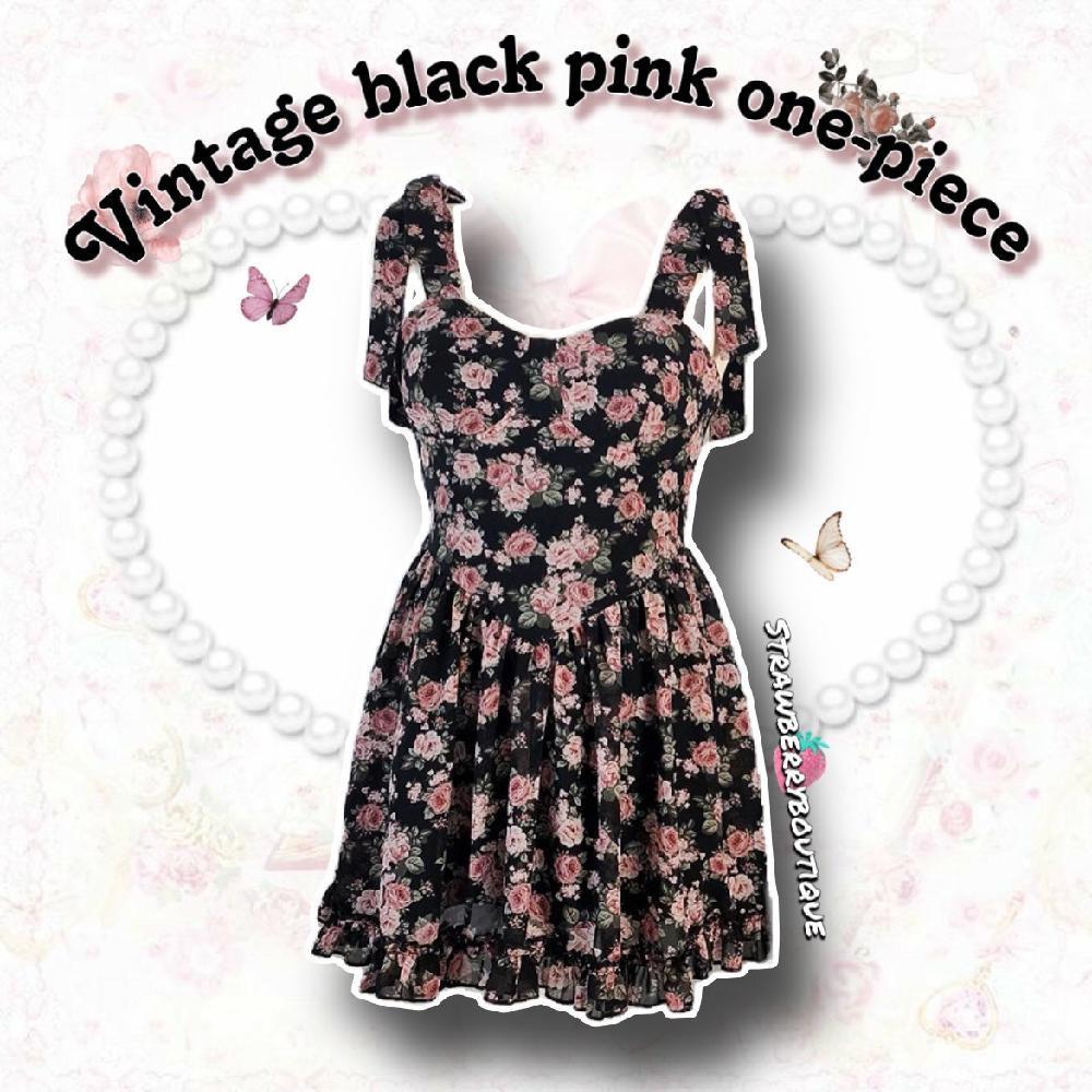 빈티지 블랙핑크 원피스