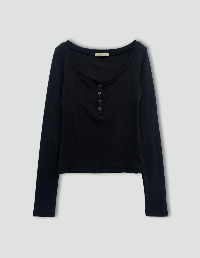 르에브 슬림 유넥 버튼 티셔츠*1주 소요