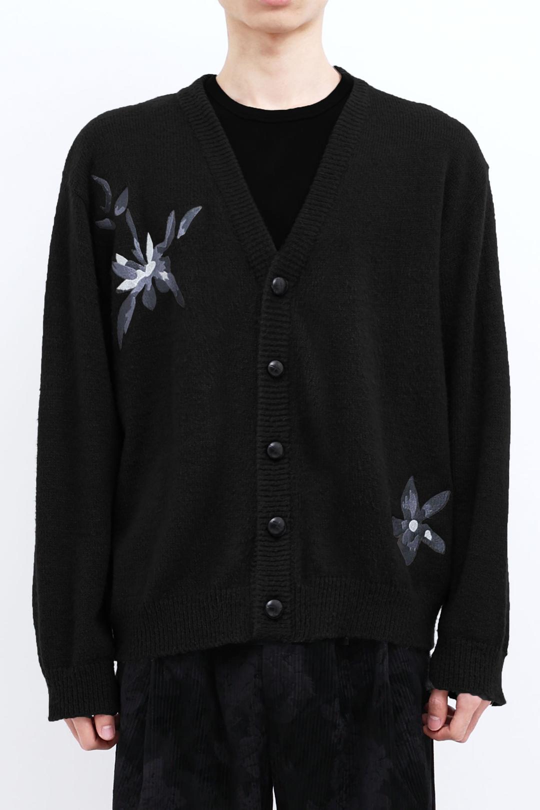 Flower Embroidery Cardigan(black)