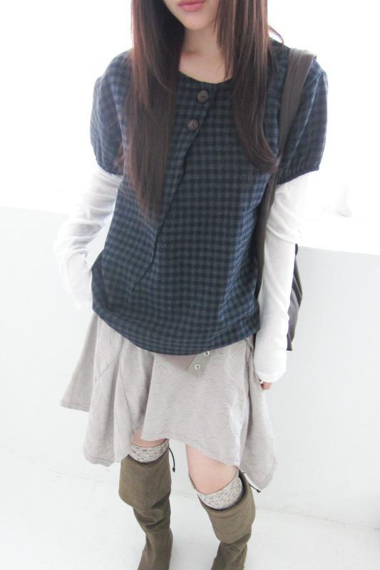 tommy check blouse (2color)