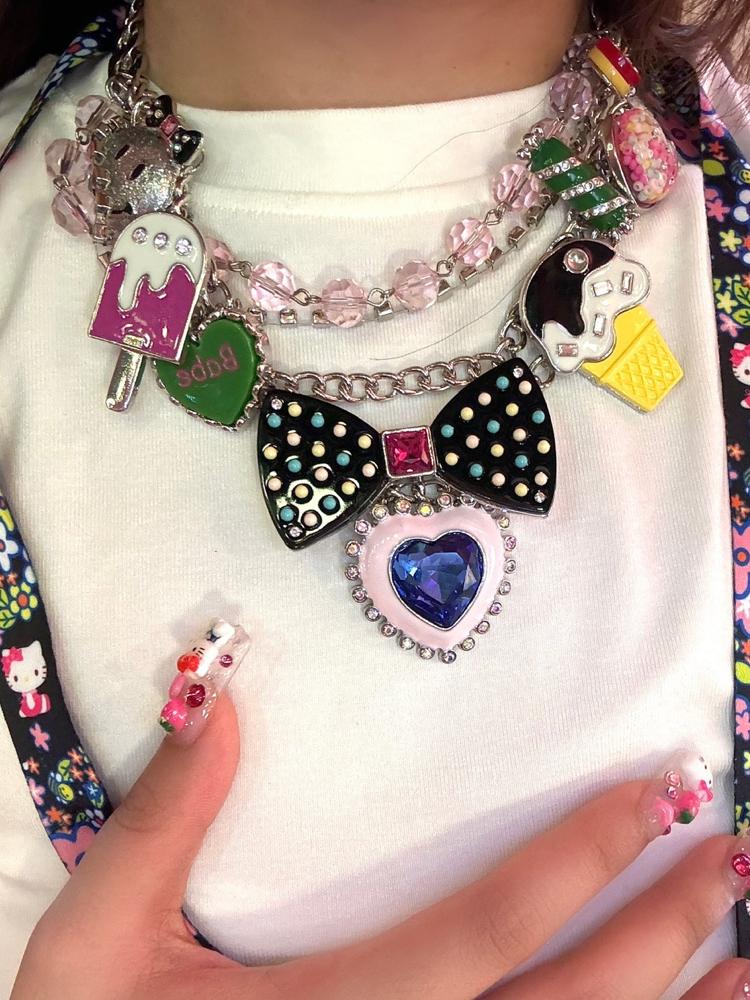 Srrybabe multi layer ribbon necklace
