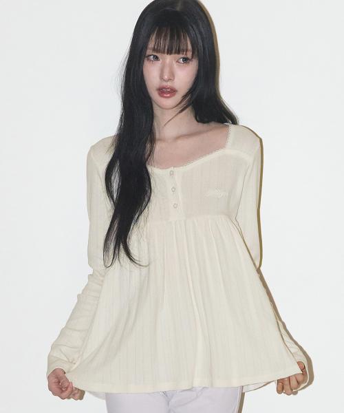 플레어 셔링 롱슬리브 크림