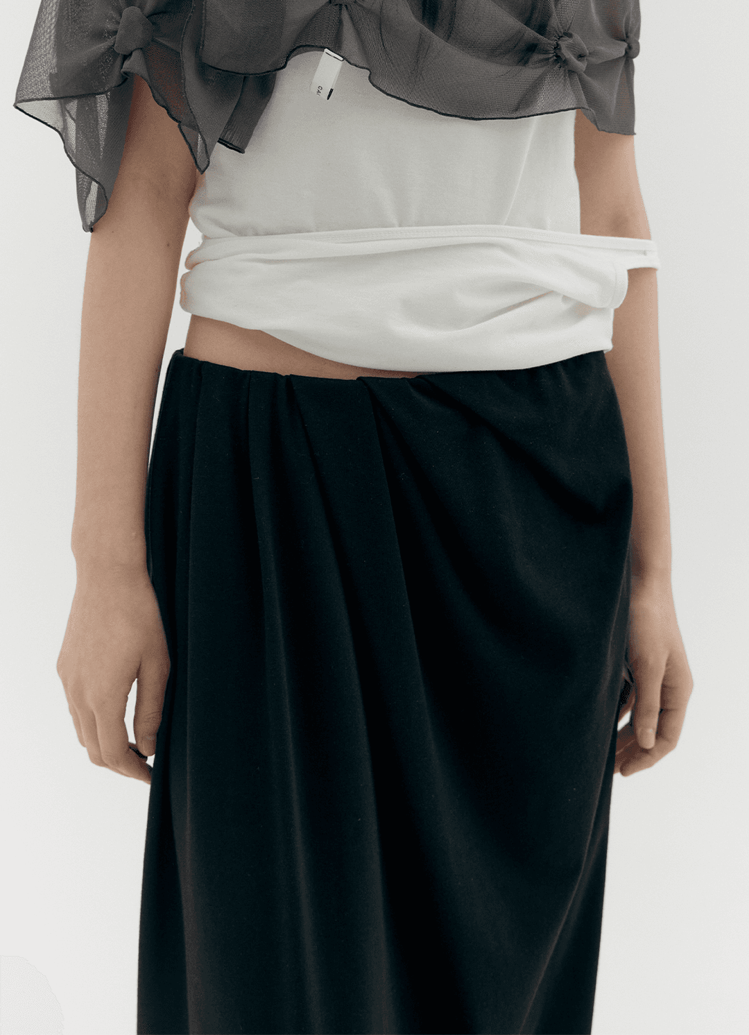 [4/6 예약배송] FOLDED MAXI SKIRT, BLACK