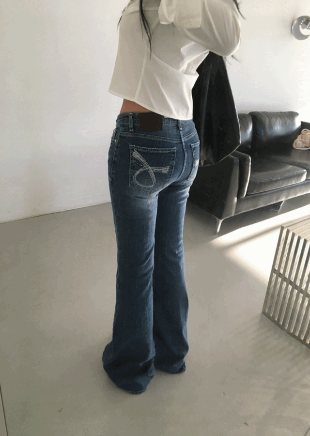 (OOTJ) 리본 스티치 로우라이즈 부츠컷