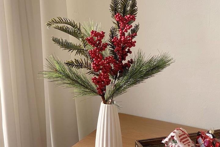 소나무 레드 베리 가지 조화 크리스마스 장식