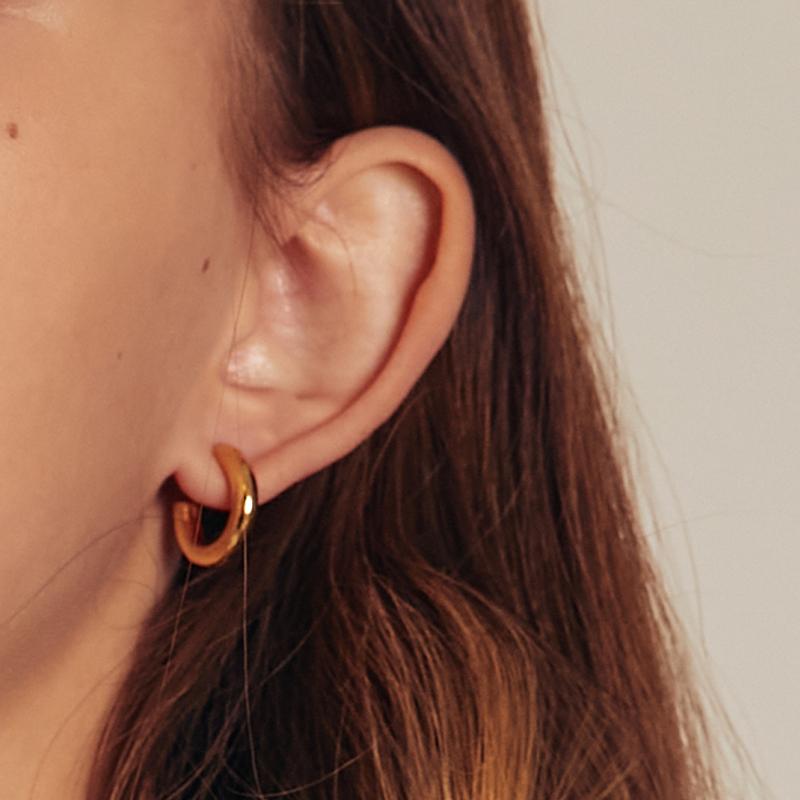 클래식 커브 이어링 링귀걸이 (실버925/18K골드도금)