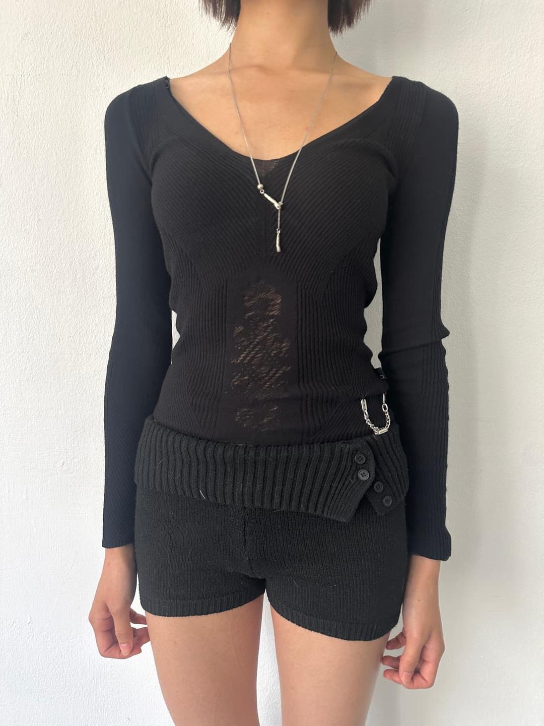 카발리 2000s 블랙 체인 슬리브 니트 | 후루츠패밀리