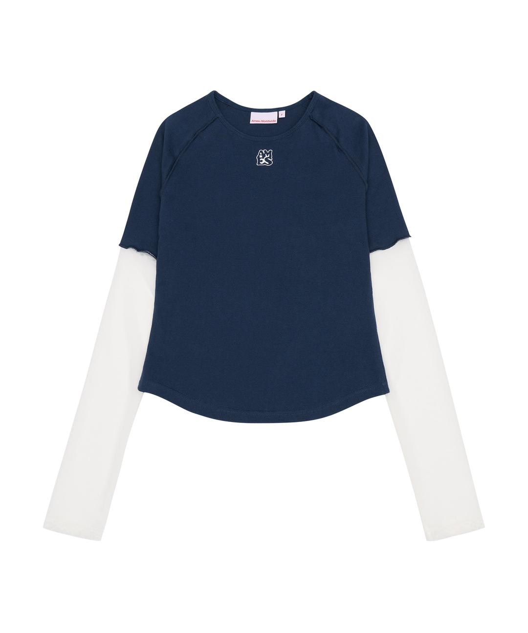 LACE BLOCK LONG SLEEVE TEE BLUE