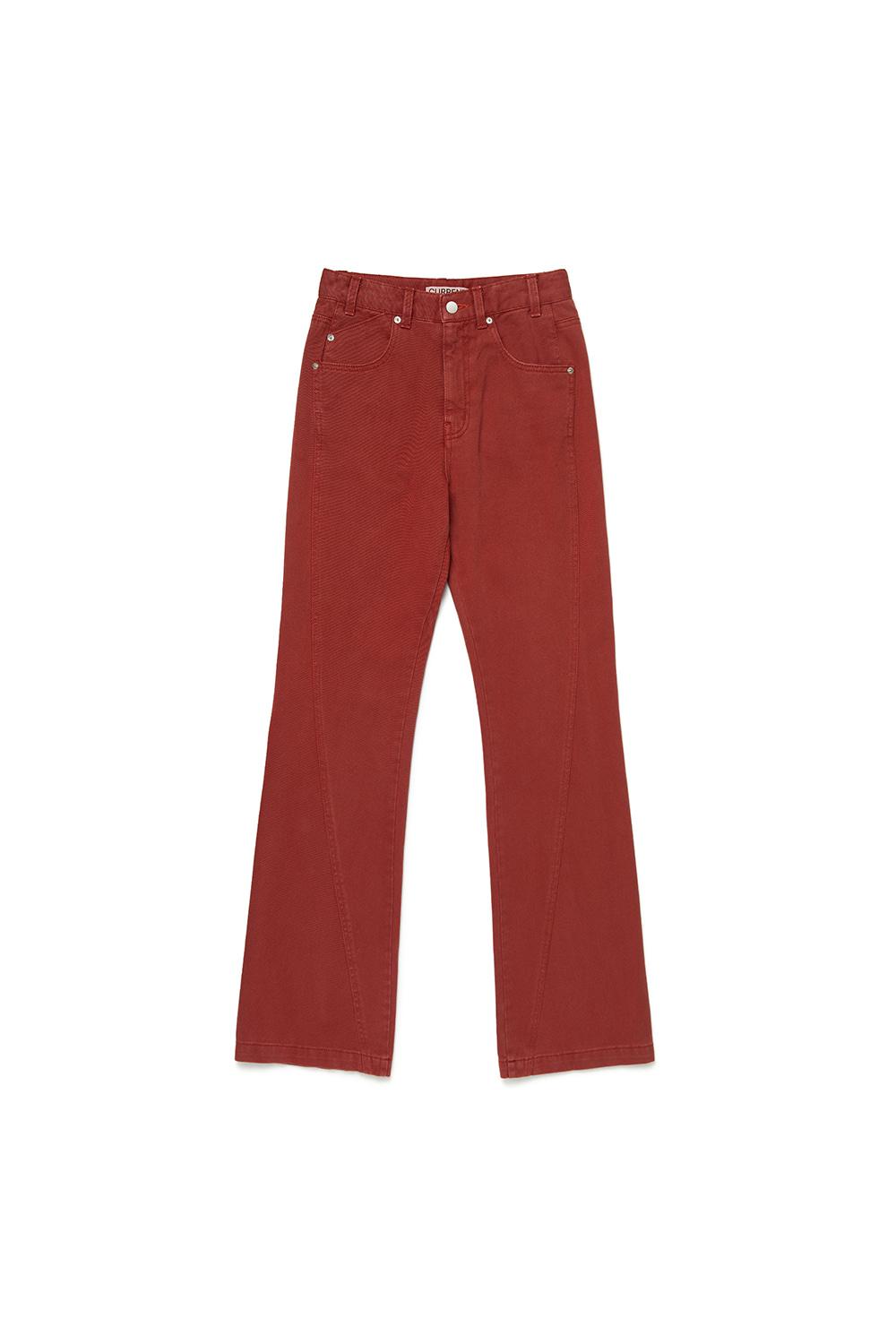 ASSYMETRIC FLARE JEANS [RED]