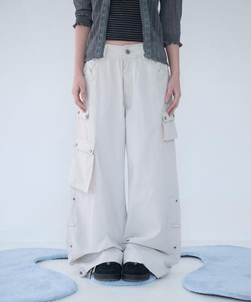 3-WAY MESH POCKET CARGO PT IVORY