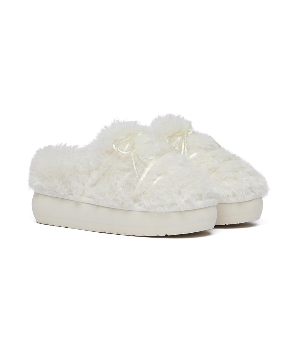 [NEW 10%] CURLY FUR MULES - IVORY